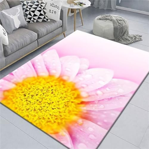 RUGMRZ Küchen Teppiche 60x90CM Teppich Balkon Auslegware Teppichboden Rosa Waschbarer Mädchenzimmerteppich mit frischem Blumenmuster mädchen jugendzimmer