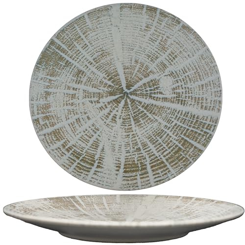 summa Pack de 6 platos llanos coupe 27cm - Color Blanco - Colección Forest - Platos de Gres - Diseño elegante y moderno - Uso en casa y restaurantes