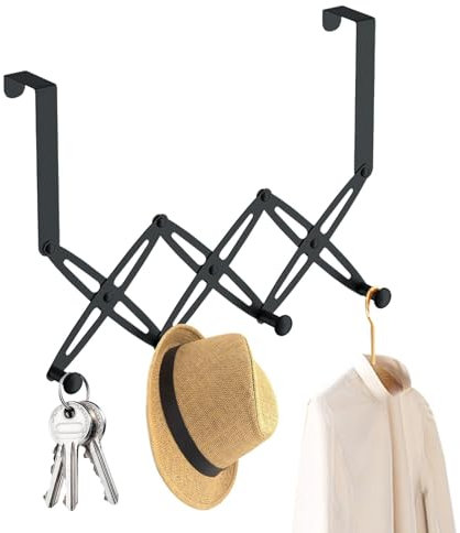 Fulenyi Türhänger für Kleidung – selbstklebender Teleskop-Kleiderbügel zur Aufbewahrung von Kleidung, Multi-Hakenleiste, platzsparende Organisation für Wohnzimmer, Badezimmer, Küche, Schlafzimmer