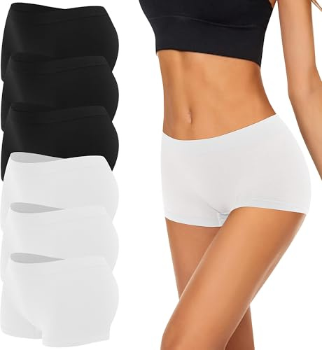 Uizuooy 4/6-pack damboxershorts, trosor, sömlösa damtrosor, andas, trosor, mjuka stretch, kvinnor, underkläder, mikrofiber utan sidosömmar, Flerfärgad-4, S-M