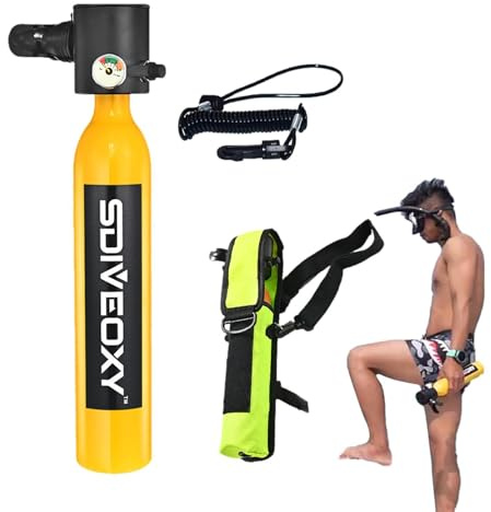 Eventerde Tauchflasche Zum Sporttauchen, 0,5L Scuba Diving Tank Equipment Tauchflasche Sauerstoffflasche Taucherflasche, Atemschutzgerät Sauerstofftank Scuba Diving Tank Mit Aufbewahrungstasche