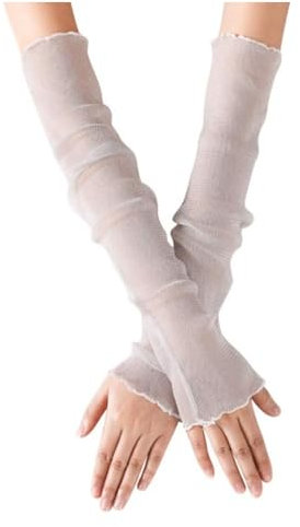 Esshogo Lange Netz Damen Kühlung Arm Ärmel Spitze Armstulpe Sonnenschutz Mädchen, Sommer Zubehör Outdoor UV Elastizität Kleidung Zubehör für Radsport, Klettern, Wandern und Reisen