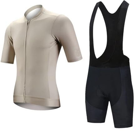 KAISUN Herren Radtrikot Set MTB Trikot Kurzarm Atmungsaktives Fahrradbekleidung mit 9D-Gel-gepolsterten Shorts, für Radsport Outdoor(Light Curry,S)