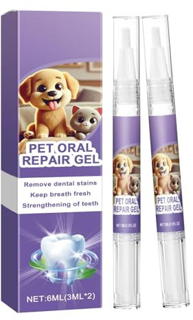 Pet Oral Repair Gel – Fortschrittliches Stiftset Zur Zahnreinigung Bei Hunden Mit Aufhellung Zahnsteinkontrolle | Haustier-Atemerfrischer-Gel 6 Ml Einfache Mundpflegelösung Ohne Zähneputzen – 2 Stück