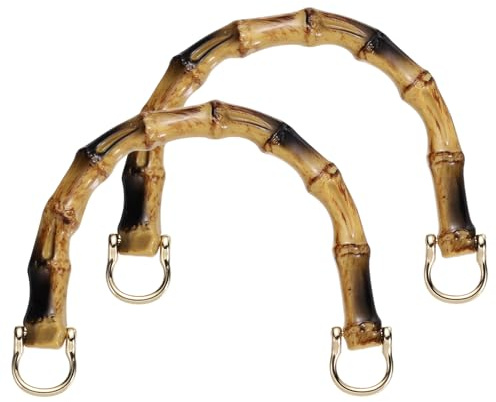 sourcing map 2 manici in bambù da 15,2 cm, a forma di U, accessori di ricambio con fibbia dorata, per borse fatte a mano, all'uncinetto, borsa da spiaggia, borsa di paglia, borse fai da te, marrone