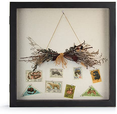 TJ.MOREE Shadow Box Frame 11 x 11 Shadowbox Display Case Picture Frame Memorabilia Wedding Bouquet Flowers Medals Military Photos Memory Box - Black