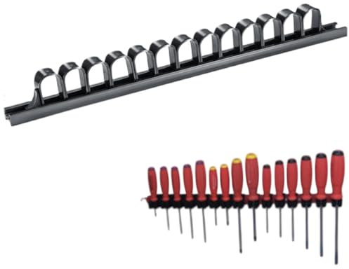 Qkbuza Portautensili da officina, supporto ergonomico per cacciaviti, montaggio a parete, supporto per chiavi nere, per garage, ferramenta