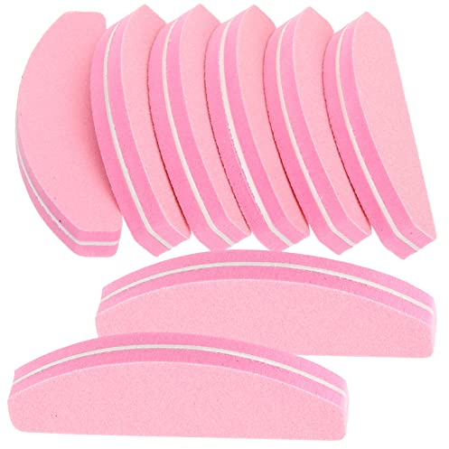Ipetboom 20 Stück Nagelfeilen Gebogene Nagelpufferfeile Für Acrylnägel Und Naturnägel Langlebiges Polierwerkzeug Für Maniküre Zuhause Und Nagelstudio Rosa Halbmondförmig
