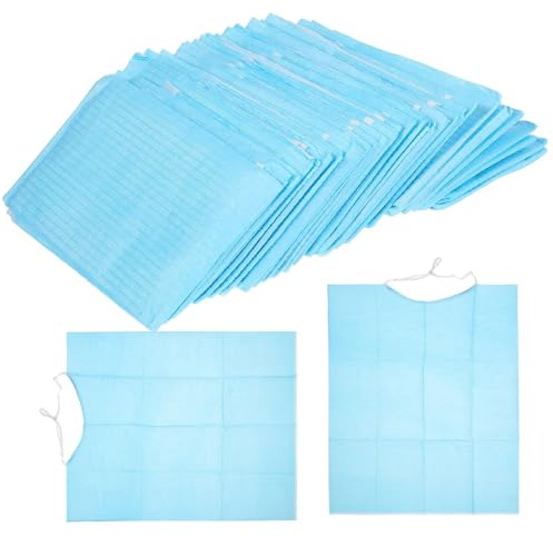 DEARMAMY Einweg Fütterungslätzchen für Senioren 42x34cm Leicht Tragbar 30 Stück Packung für Pflege und Essen im Alltag