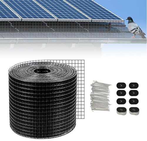 Panel solar de malla para pájaros, alambre recubierto de PVC con 70 clips de fijación, eficaz a prueba de pájaros para paneles solares, 20,5 x 305 cm, evita daños por pájaros