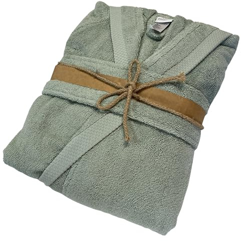 Fazzini Accappatoio unisex in spugna con cappuccio art. Square (IT, Testo, L, Regular, Regular, Verde Eucalipto)