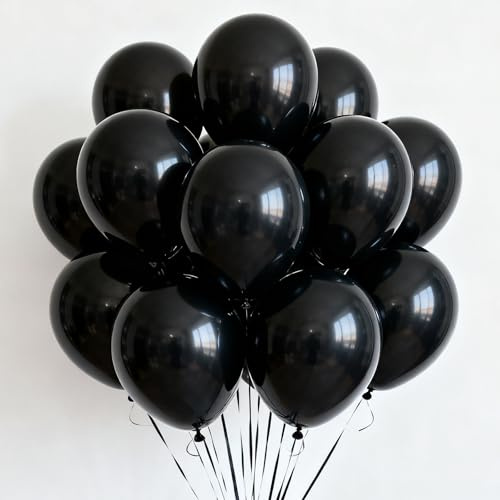 We Moment Zone 50 Stück 12 Zoll Luftballons Schwarzer,Schwarzer Latex Helium Ballons für Geburtstag,Hochzeit Party Dekoration