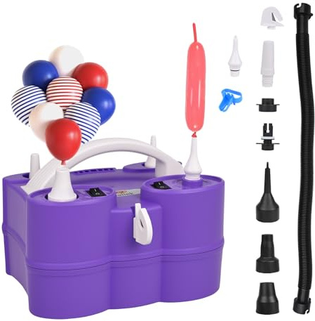 NuLink Balloon Pump 3-in-1 Electric Air Pump Dual Nozzle Blower for 260q Foil Latex Mylar Balloon Floats Mattress Compression Bag