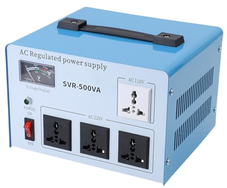 Luocute Trasformatore di Convertitore di Tensione 500 W, Convertitore Monofase SVR-500VA su e giù con 3 Jack Universali 3 e 1 X Universal 3, per Computer, Telefoni (Plug-UE 160-250V)