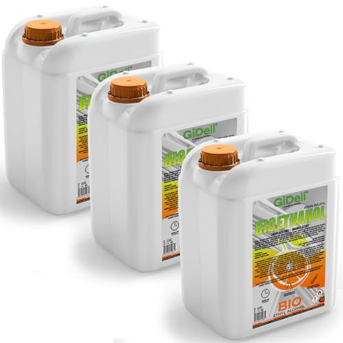 GiDeli Bioetanol - 3 x 10 l de aroma a naranja, 96,6% etanol, para chimeneas interiores y exteriores, sin humo ni hollín, de maíz y remolacha azucarera