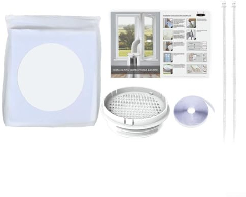 Sello de ventana de poliéster impermeable de 400 cm para aires acondicionados portátiles con acopladores de 5 1 y 5 9 pulgadas compatible con múltiples diseños de ventanas