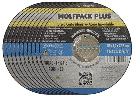 Disco de corte INOX 115×1,0 mm (22,2 mm) – Packs 12/25/50 | Corte fino y rápido para amoladora 115 mm (24)