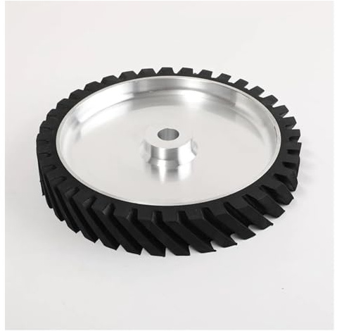 Rueda de contacto de goma dentada de 200 x 75 mm, lijadora de banda con equilibrado dinámico, soporte trasero y rodillo tensor.(Hard 90a,ID 32mm)