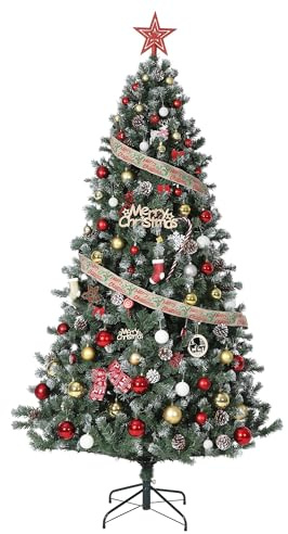 Künstlicher Weihnachtsbaum 135 cm mit LED-Beleuchtung und Spitzen, Warmweißen Lichtern, Naturgetreuen Tannenzapfen, Weihnachtsbaum aus PE&PVC, Einfach Montierbar für Wohnzimmer Festliche Dekoration