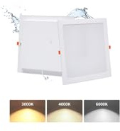 Grebeam Pack 2 Downlight LED Cuadrado 36W 3 Tonos 5000lm Agujero Ø253-263mm | Grebeam LUZ LED Techo 36W Equiv. 350W Halógenos IP44 Ultrafino 30mm de Fondo 3000K/4000K/6000K para Baño y Salón