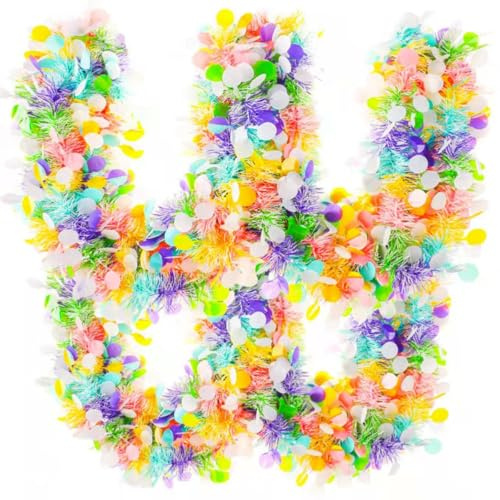 Dermalyx 5 Pezzi 2m Ghirlanda Pasquale Colorata con Coriandoli, Decorazioni Primaverili di Pasqua da Appendere, Uova di Pasqua da Appendere, Striscione Decorativo Pasqual