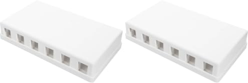 DIGITUS Anschlussdose - 6 Port - Für Keystone-Module - Konsolidierungspunkt Aufputz-Gehäuse - Netzwerk-Dose - Weiß (Packung mit 2)