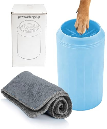 Doggo-Twist, reinigt Matsch-Pfoten, Pfotenreiniger für Hunde, Ø5/6/7 cm, Tragbares Outdoor Hundepfoten Reiniger, Weichen Silikonborsten, Sekundenschnelle Reinigung (BLUE,S)