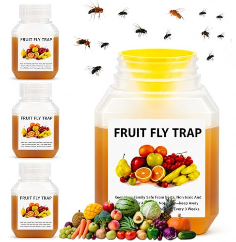 4er-Pack Fruchtfliegenfalle für Innenbereich, 20ml Fruchtfliegen Falle gegen Fruchtfliegen, Küche Lebendfalle Wiederverwendbar Fruchtfliegenfalle, für Kinder-und Haustierfreundlich