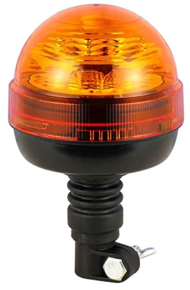 LED Global Luz LED giratoria de 12 V 24 V con conector DIN – Luz giratoria naranja para tractor, coche, camión – ECE R65 R10 – Homologación en carretera, IP67, 3 patrones de flash, luz de advertencia