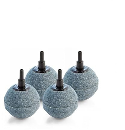 30mm Ball Pond Aeration Airstone for Pond & Aquarium Value 4 Pack, Fine Bubbles, Promotes Aeration Air Stones for Ponds, Freshwater, Saltwater/Reef/Marine Fish Tanks Aquaponic and Hydroponic Use