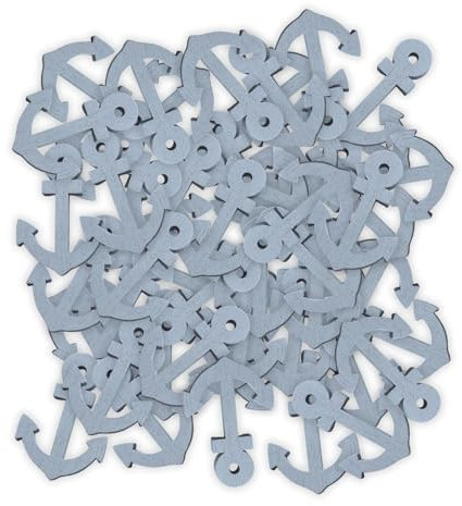 50x Holz Anker Streudeko Maritim Grau (4cm) – edelkern Dekoanker für Tischdeko Hochzeit, Taufe & Kommunion – Maritime Deko zum Basteln & Kleben