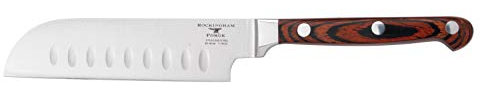 Rockingham Forge Essentials 8000 Series 5” Santoku Knife with Classic Riveted Pakkawood Handles and Full Tang Construction, Stainless Steel Blades