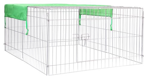 Wiltec Freilaufgehege für Kleintiere, 144 x 116 x 58 cm, stabiles und sicheres Laufstallgitter mit Sonnenschutz und 1 Öffnung