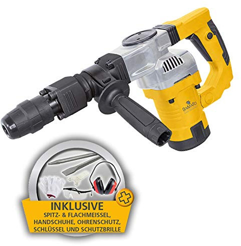 BAMATO Stemmhammer/Abbruchhammer/STH-155 / mit 7-tlg. Zubehörset, vibrationsgedämpfter Handgriff