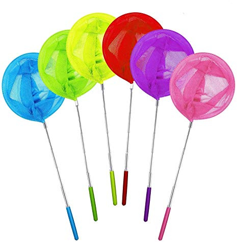 LATERN 6 Piezas Red De Mariposas Telescópica Redes De Pesca Ampliable De 37 a 86 Cm para Niños Que Atrapan Insectos Actividades De Jardín Al Aire Libre [6 Colores]
