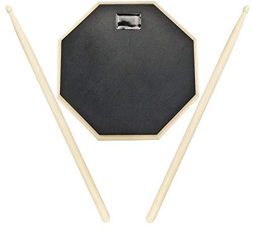SNAGAROG 8 Zoll Schlagzeug Übungspad Drum Practice Pad mit Drumsticks,Gummi Oberfläche, Holzsockel, für Schlagzeugspieler Anfänger