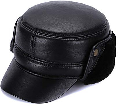 DongBao Herren Leder Baseball Cap Wasserdicht Basecap Schirmmützen Warme Wintermütze mit Ohrenklappen Ohrwärmer