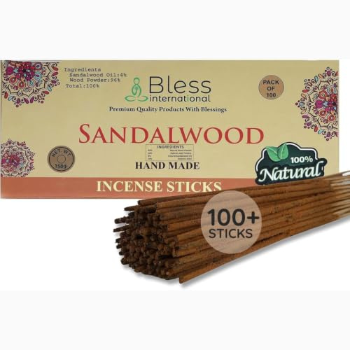 Bless-Sandelholz-Räucherstäbchen, 100% natürlich, handgefertigt, handgetaucht, Bio-Chemikalien, frei zur Reinigung, Positivität, Yoga, Meditation, Der Beste Holzduft (100% 0 Stäbchen (150 g/m)