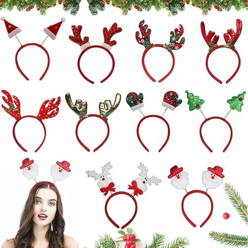 Seasboes Weihnachts Kopfschmuck, Weihnachten Hut Haarreif Glitzer, Weihnachtsmütze Haarspange, Rentier Schneemann Haarband Weihnachtsmütze Kopfbedeckung Erwachsene Weihnachtsmann Kostüm