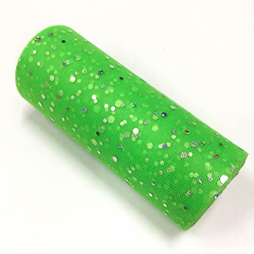 Glitter Sequin Tulle Roll Wedding Decoration Organza DIY Birthday Party Supplies Fabric Spool Tulle Tutu Dress 25 Yards x 6 inches (Cypress Green)