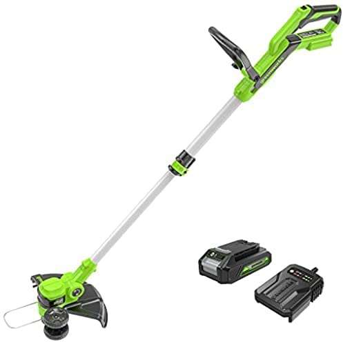 Greenworks 24V Cortabordes a Batería para Jardines Pequeños y Medianos, Batería 24 V 2 Ah y Cargador, G24LT30 + 4,8m Bobina Hilo Simple, 1,65 mm de Diámetro de Hilo, 3 Piezas