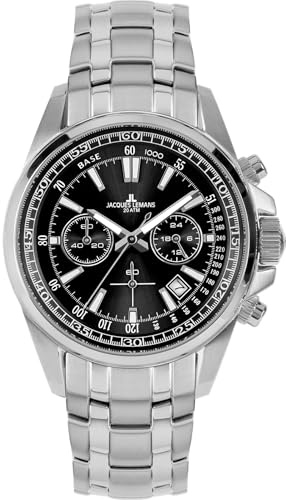 JACQUES LEMANS Herrenuhr Chronograph Ziffernblatt mit Sonnenschliff 1-2117