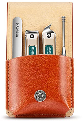 MR.GREEN Kit de manucure portable et pédicure en acier inoxydable - Coupe-ongles - Outil de voyage - Trousse de toilettage - Ciseaux à ongles - Coffret cadeau (4 pièces, modèle 1)