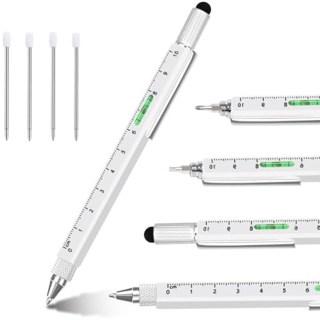 APHEKUL Stylo multi-outils unique - Cadeaux pour hommes, garnis de bas de Noël, gadgets cool pour papa mari, outils de bureau pour ingénieurs, ébénistes, charpentiers, constructeurs, argent