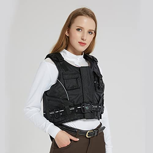Unisex Professionelle Reitweste, Reitschutzweste Gepolsterte Sicherheit Reitausrüstung Körperschutz Kinder Pferdeschutz Für Kinder Erwachsene (Schwarz S)