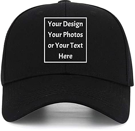 Casquette de baseball réglable avec logo de texte personnalisé, Noir, M