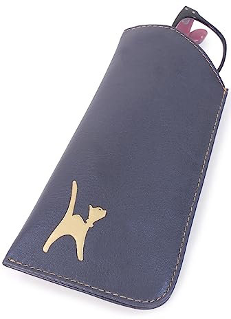 Catwalk Collection Handbags - Funda de Gafas Blanda de Mujer - Estuche para Gafas de Sol de Piel - Con Caja de Regalo - Iris - Azul