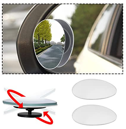 JNNJ Wasserdichter Toter-Winkel-Spiegel, HD-Glas-Konvex-Rückspiegel, Selbstklebender Rahmenloser Weitwinkelspiegel, Geeignet für Alle Fahrzeugtypen(Oval)