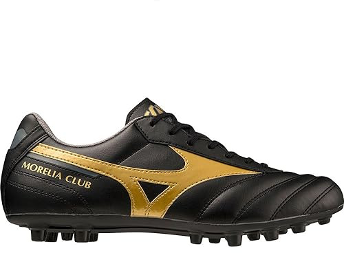 Mizuno Morelia II Club AG, Scarpe da Calcio Uomo Adatte per Erba Sintetica (Nero/Oro, Numeric_45)