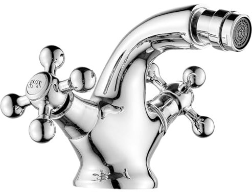 KOLMAN Bidetarmatur Bidetbatterie STILO Badarmatur Bidet-Mischer Wasserhahn Höhe 104 mm (Chrom)